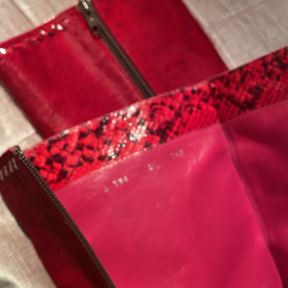 Emmanuel Ungaro Paris Red Calf Hair Snake Detailing Zip Up Boots size 7 1/2 M - Picture 7 of 16